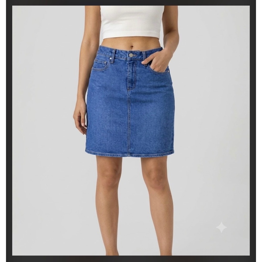 NWT PAIGE Deirdre Denim Skirt Frenchie No Whiskers Blue Pencil Midi Size 29